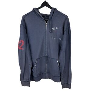 Vintage 90s Rawyalty Streetwear Faded Blue Grunge Full Zip Hoodie Size XL